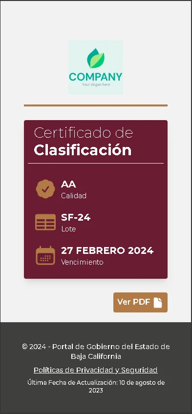 Vista ver certificado