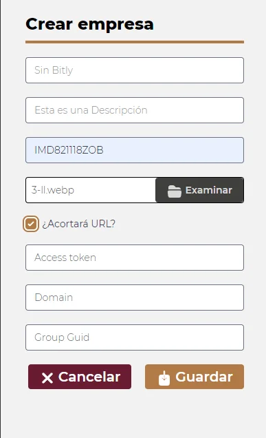 configuración de acortador de url