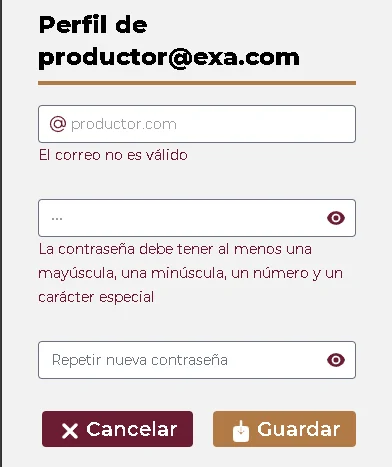 Falló datos inválidos