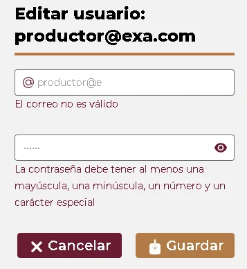 Falló datos inválidos